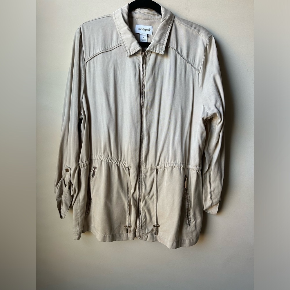 Peck And Peck Full Zip Adjustable Drawcord Waist Utility Jacket Size XL